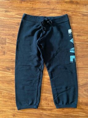 Rock & Rose Womens Black LOVE Drawstring Lowrise Crop Jogger Sporty Girly Size M